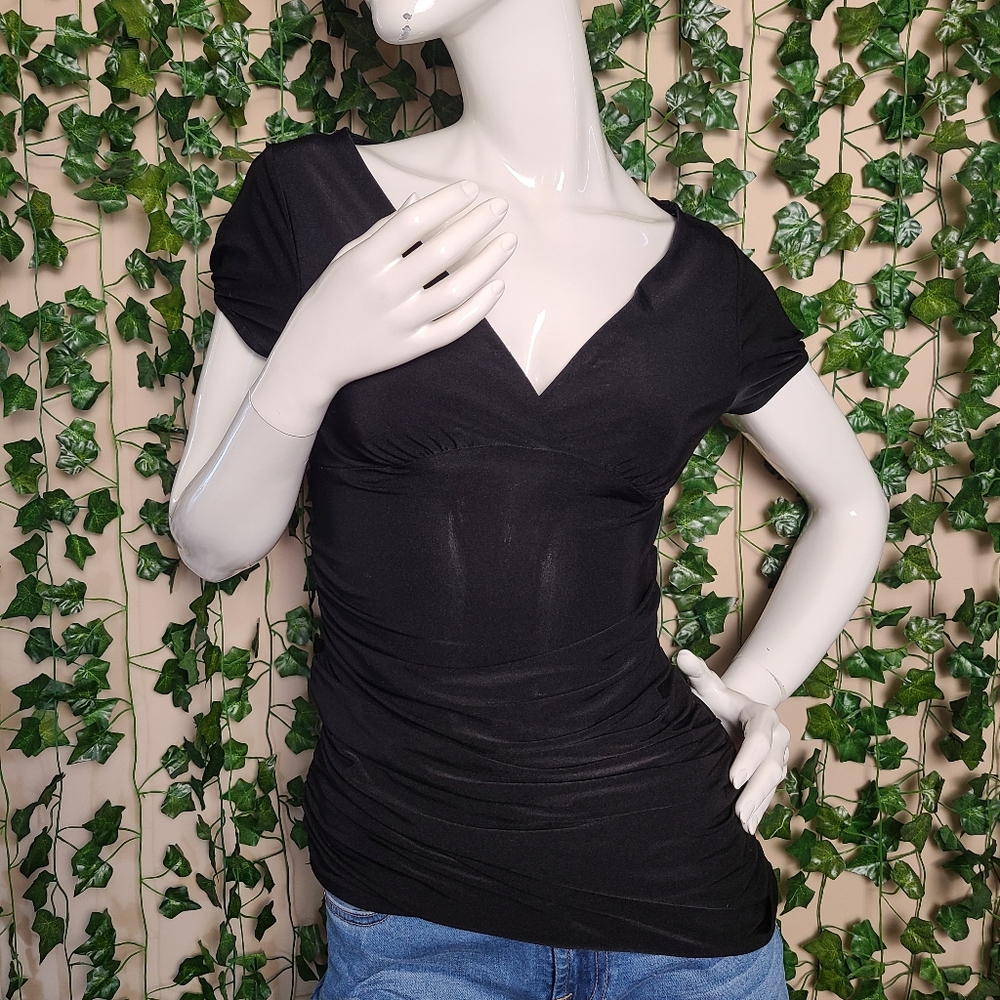 HKR Collections Women's Asymmetrical Y2K Bodycon Short Sleeves Top